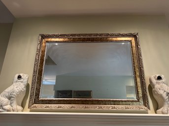 Large Hanging Beveled Mirror In Silver/pewter Colored Frame - LV62