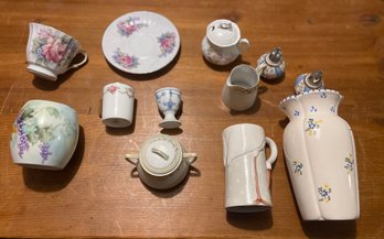 Various Vintage Pitchers,  Cups, Saucers, Creamers
