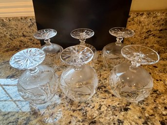 6 Etched Crystal Brandy Glasses - K25