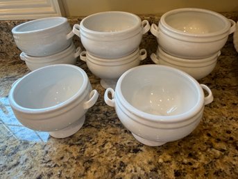 6 Crate And Barrel White Ceramic Soup Dishes - K28