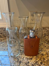5 Wines Vessels Includes Leather Flask - K33