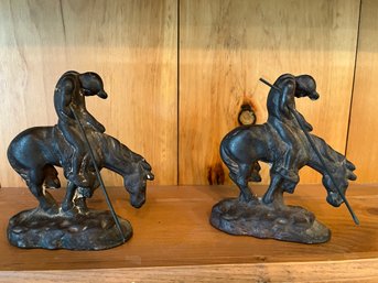 Two End Of Trail Iron Bookends Or Door Stops - Lr97