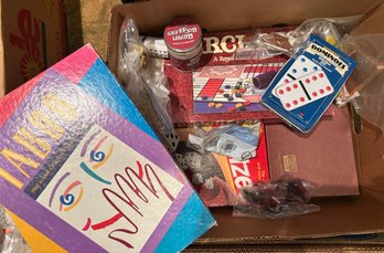 Box Of Games: Scrabble, Taboo, Parcheesi, Dominos, Etc - O30