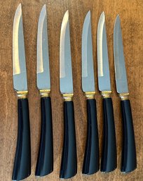 6 Sheffield England Knives With Black Handles  - S14