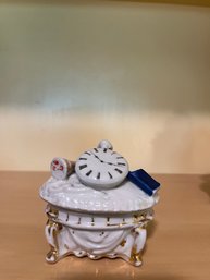 AntIque Victorian Conta Boehme Porcelain Fairing Box W/ Watch Pistol And Seal - Bd12