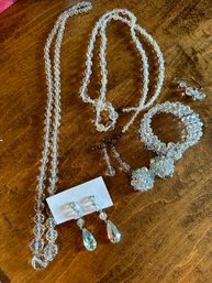 Crystal Lot Of Necklaces, Earrings And Bracelet - J6