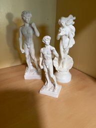 Three Ceramic Italian Statues:One Aphrodite And Two Davids - Bd15