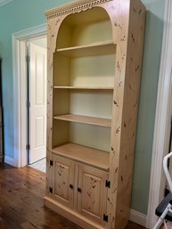 Tall Hand Painted Wooden Bookcase With 3 Shelves Storage Doors - Bd18