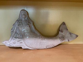 Ceramic Mermaid White And Gold Wall Hanging - Bd20