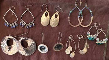 7 Pairs Of Pierced Dangle Earrings - 2 Marked Sterling - J47