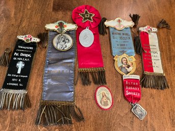 Polish Society Memorial Ribbons From Chicago Dated 1911 Plus More  - Bd35
