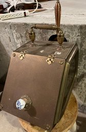 Antique Brass Coal Storage Container With Shovel - Bt8