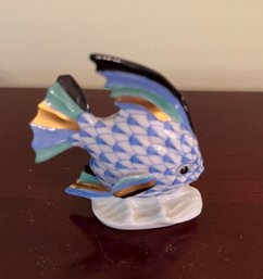 Herend Porcelain Blue Angle Fish 24k Paint Numbered  S295-0-00/vhB A 2001 - H40