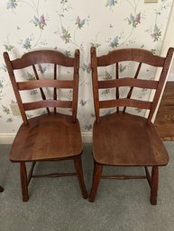 Pair Of Vintage Solid Wooden Chairs Unmarked - BD1b