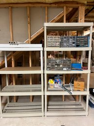 Two Storage Racks Complete With Bins Of Small Screws And Nuts, Plus More - Bt19