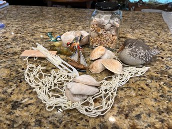 Nautical Shell Lot With Fishing Net - Island