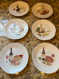 6 Small Decorated French Plates With Makers Mark - Island