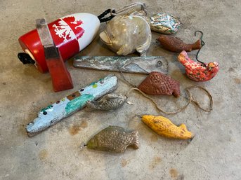 Nautical Decorating Lot Includes Buoy, Fish And More - G4