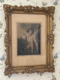 125 Boy With Rabbit Antique Lithograph Print Signed By Raeburn - BD1n