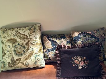 Needlepoint Pillow And 3 Decorative Pillows - BD2c