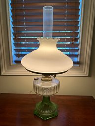 Converted Oil Lamp With Green Lamp - BD2g