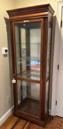 Tall Oak And Glass Display Light Up Cabinet - C6