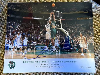 Paul Pierce Autographed Photo Pierce Hits Game Winning Shot 1972/3600 - D21