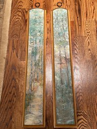 Pair Of Tall 36 Inch Vintage Painted Plaques - C19