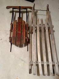 2 Vintage Sleds Including Snow Biro - BT1