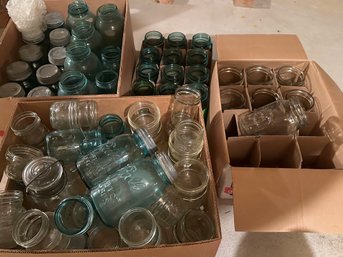 Large Vintage Canning Lot With Blue Qrt Jars Too! - BT4