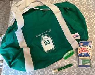 Larry Bird #33 Night 2/4/93 Duffel Bag, Key Chain Action Viewer And Razor Etc. -d79