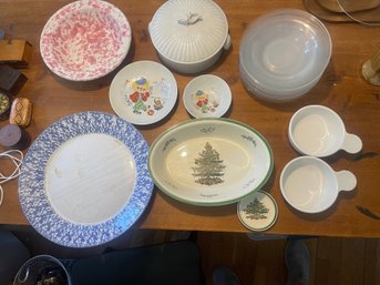 Various Kitchen Plates, Bowls, Covered Dishes
