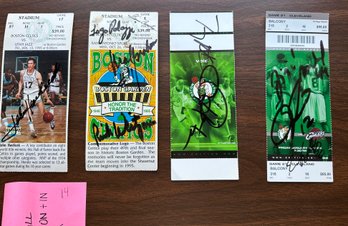 Four Signed 1994-95 Celtics Tickets - Havlicek And More - D14