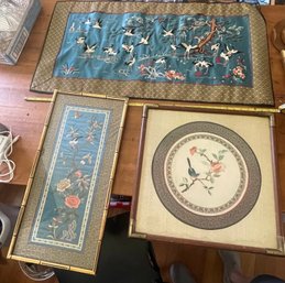 3 Pieces Of Tradional  Chinese Silk Embroidery