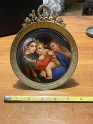 Porcelain Plaque Or Miniature Painting, Depicting The 'Madonna Della Seggiola' (Madonna Of The Chair).