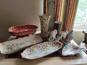 Nine Piece Decorative Floral Lot Includes 3 Collector Shoes - 2Den10