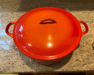 Heavy Orange Enamel Descoware Pot -k16