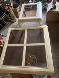 Two Piece Lot - Pale Yellow End Table And Coffee Table  2Den26