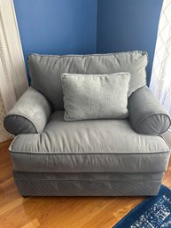 Like New Grey Oversized Chair In Spotless Micro Fiber Fabric