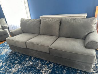 Beautiful Like New Grey Sofa In Spotless Micro Fiber Fabric With Pillows