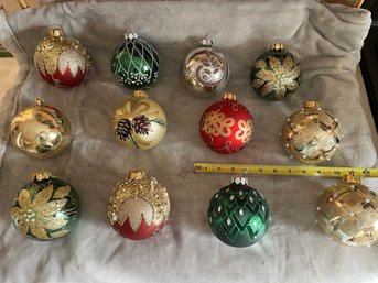 Twelve Beautiful & Large Ornate Christmas Balls -p1
