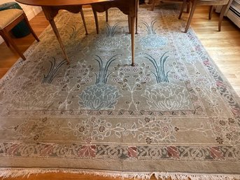 Stylish Wool Rug In Muted Shades Of Taupes, Teals, Rose And Beiges - D4