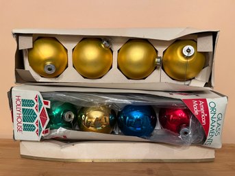 8 Vintage Jewel Toned Glass Ornaments - P18