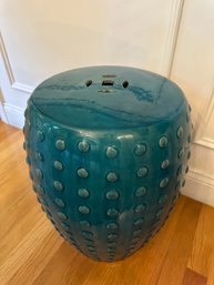 Teal Ceramic Garden Stool - D8