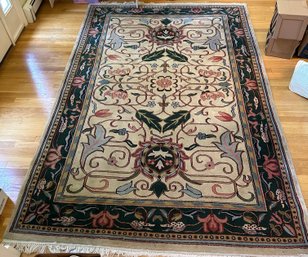 Fringed Wool Rug In Jewel Tones - F1