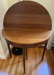 Inlaid Mahogany Demilune Flip Top Table - LV2