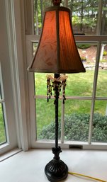 Tall Buffet Lamp With Fabric Shade And Bead Details - LV9
