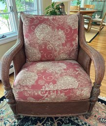 Brown Rattan Cushioned Chair With Pineapple Arms - FR2