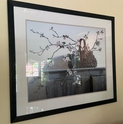 Cherry Blossom In Basket Large Black Framed Print - FR12