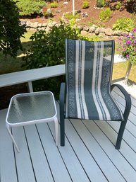 Stripped Patio Chair With Table - O2